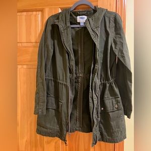 XS Old Navy lightweight fall utility jacket, army green, GUC